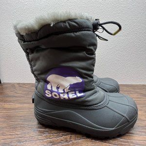 Sorel Commander Youth Big Girls Gray Purple Warm Winter Snow Boots 6 1806